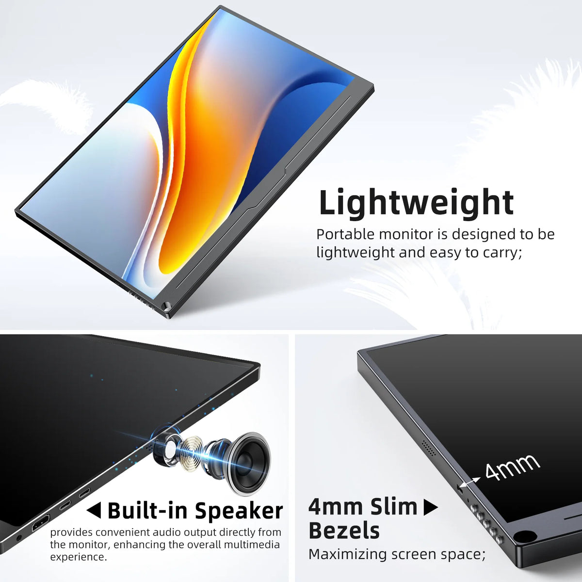 UPERFECT Portable Monitor 15.6'' 1080P FHD USB C HDMI Computer Display HDR Eye Care External Screen W/Smart Cover for Mac Phone