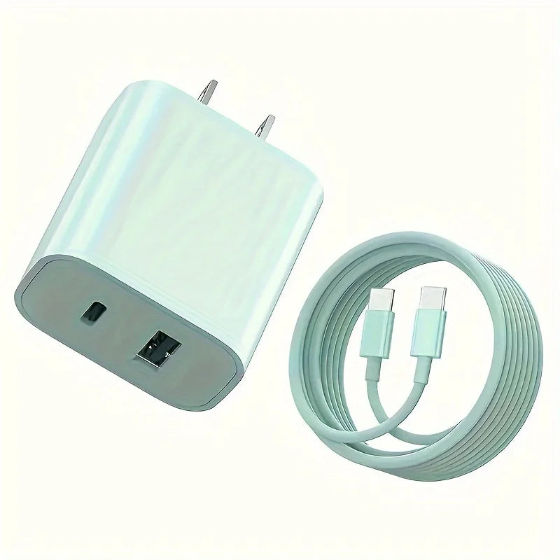 20W USB C fast Charger Block Dual Port Power Adapter with 6FT Cable Type C Fast Charging for iPhone 16 15 Series iPad Samsung