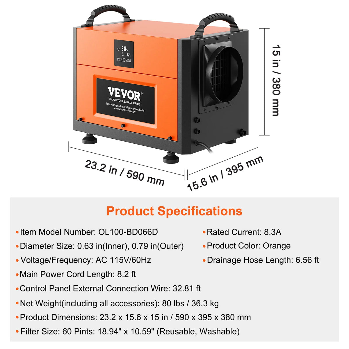 SucceBuy Commercial Dehumidifier with Drain Hose for Crawl Spaces Basements Warehouse & Job Sites Large Capacity Dehumidifier