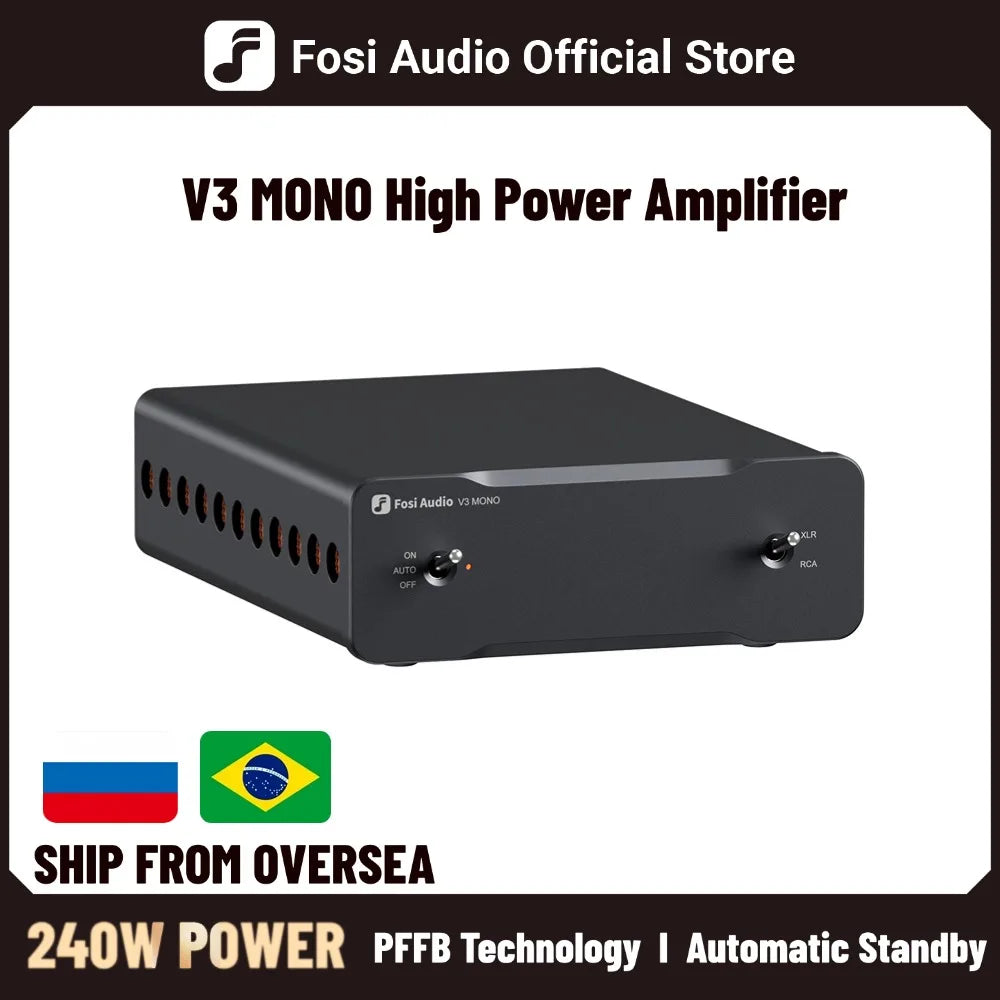 Fosi Audio V3 Mono Power Amplifier TPA3255 240W Subwoofer Amplifier PFFB Class D Mini HIFI Amp For Home