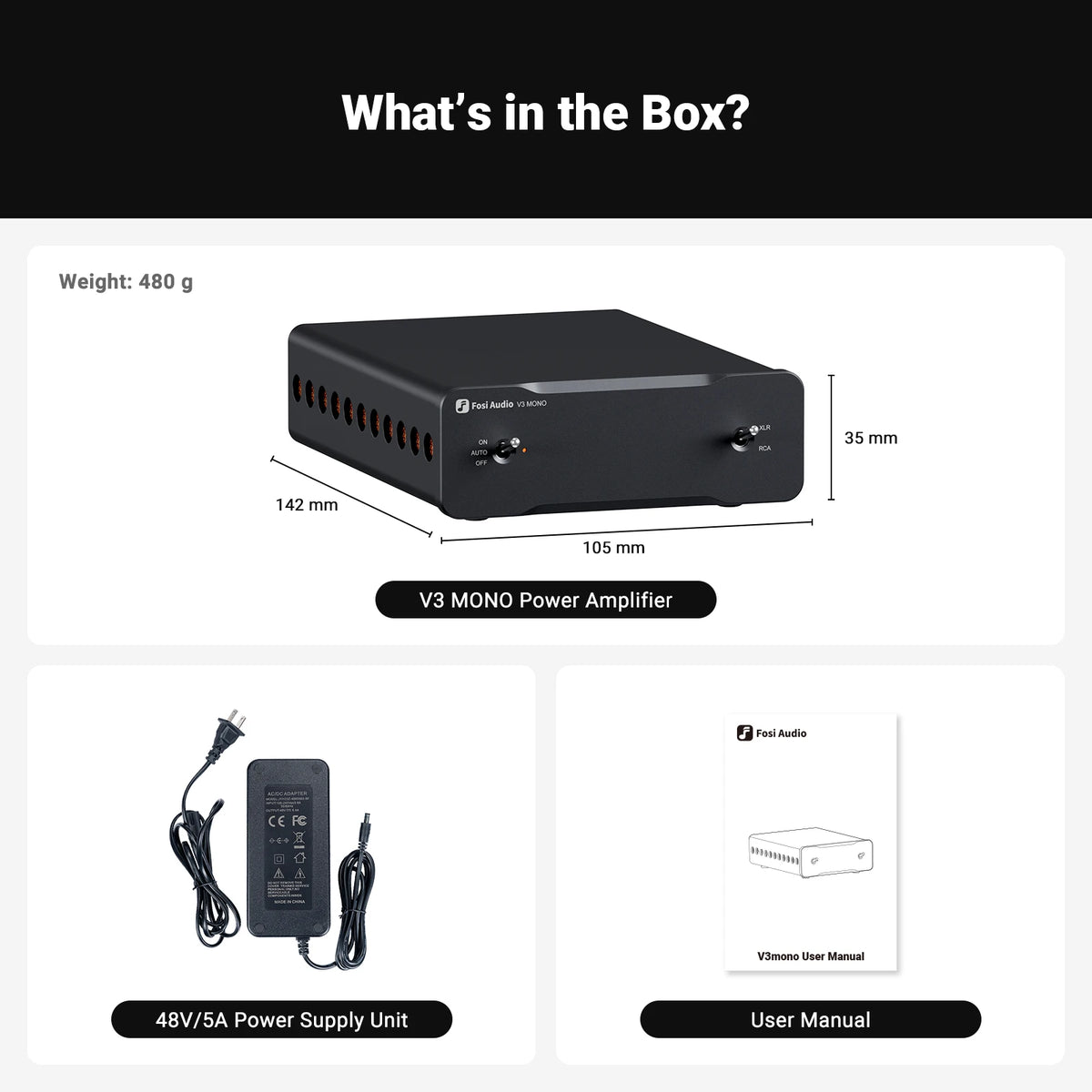 Fosi Audio V3 Mono Power Amplifier TPA3255 240W Subwoofer Amplifier PFFB Class D Mini HIFI Amp For Home