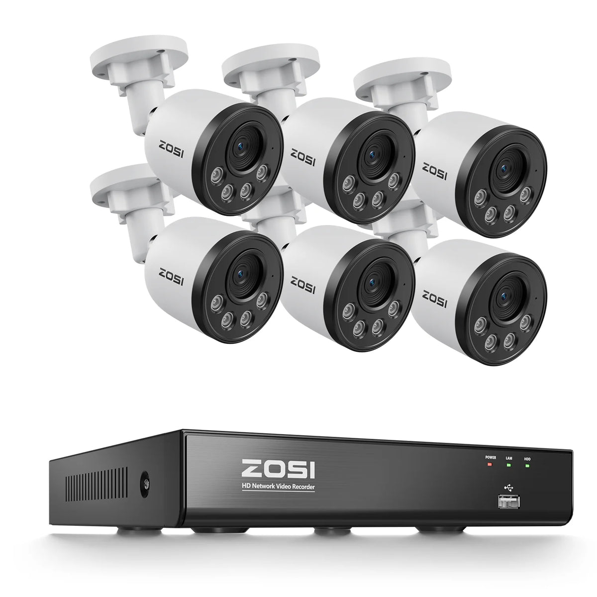 ZOSI 4K PoE NVR Security Camera System 8MP Weatherproof Wired PoE Cameras H.265+ 4K/8MP 8CH CCTV NVR for Home 24/7 Surveillance