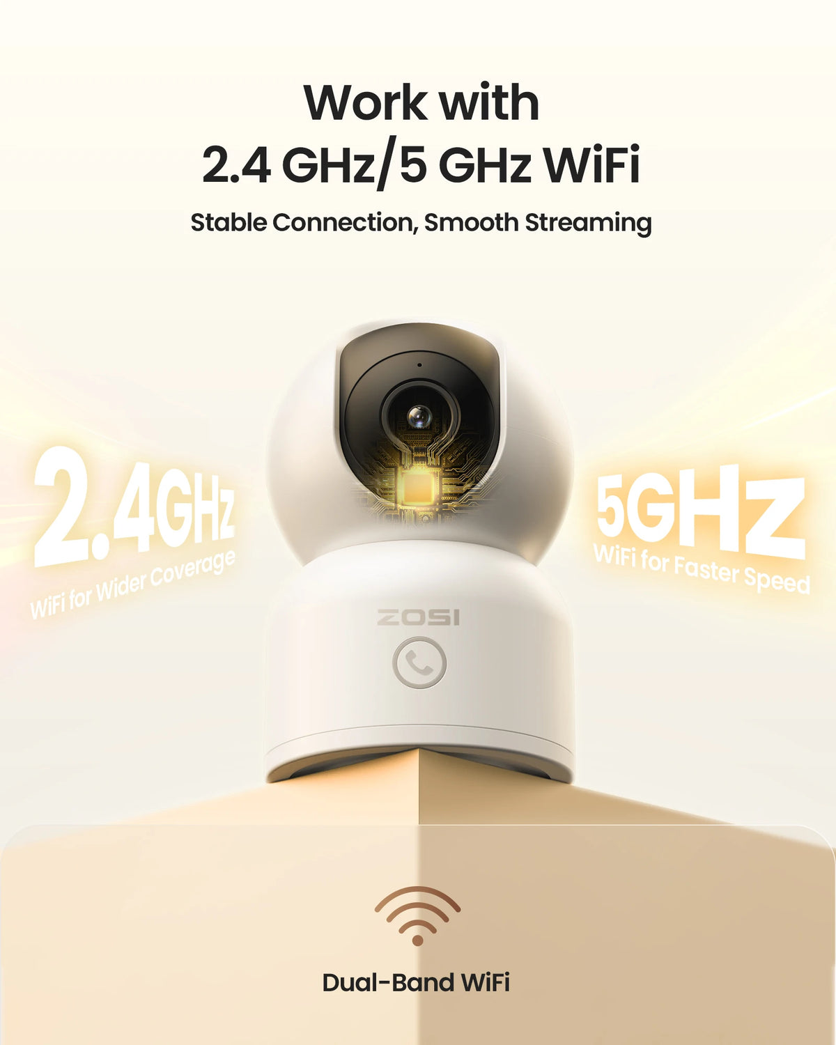 ZOSI Indoor Pan/Tilt Smart Security Camera C518 2MP 3MP 8MP 360° Baby Pet Monitor 2.4G/5G Dual-Band WiFi Home Surveillance Cam