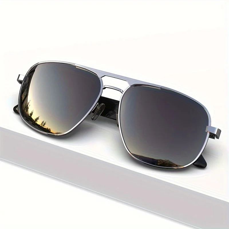 Smart Bluetooth Audio Sunglasses for Men Women, Metal Frame Polarized Lens Wireless Glasses, Built‑in Speaker & Mic, Hands‑Free Music Call Sunglasses for Outdoor Sports Cycling Driving Travel