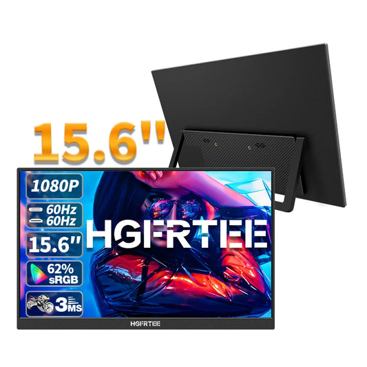 HGFRTEE 15.6 Inch Portable Monitor, FHD-IPS Laptop External Second Screen, Gaming Extended Display with Type-C HDMI