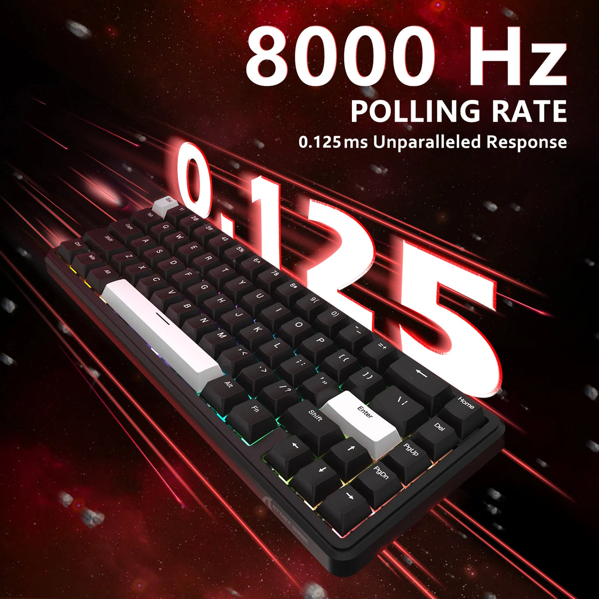 ATTACK SHARK X65 HE Hall Effect Keyboard, 8Khz Polling 0.01mm Adjustable Trigger 0.125ms Latency, Hot-Swappable RGB Backlit
