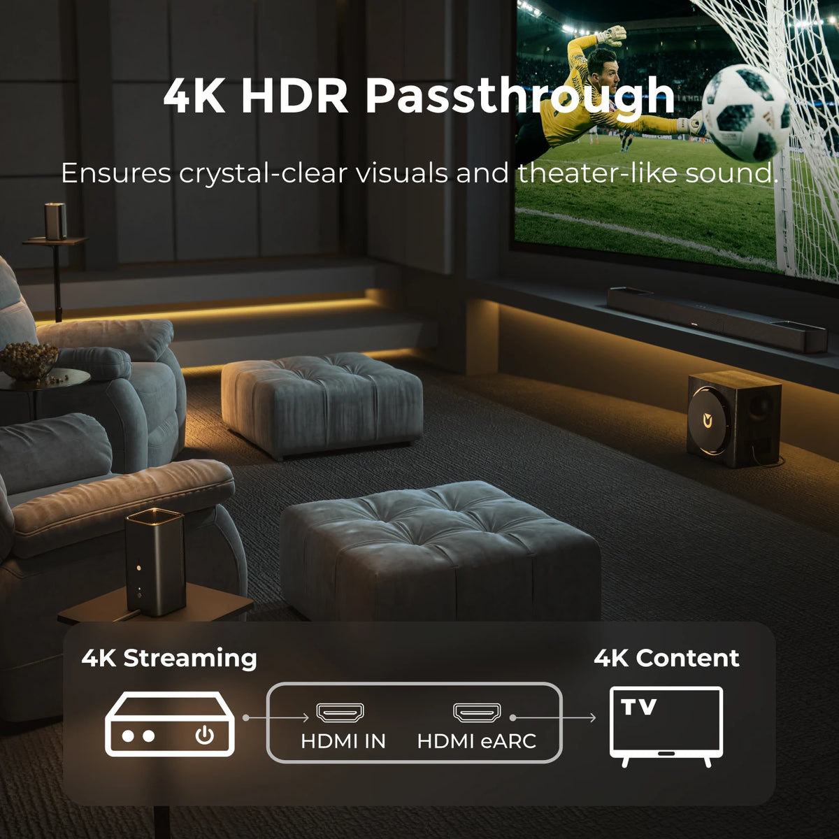 ULTIMEA Skywave X60 840W 7.1.4ch Soundbar for TV with Dolby Atmos, Surround Sound System with 8'' Wireless Subwoofer&2 Speakers