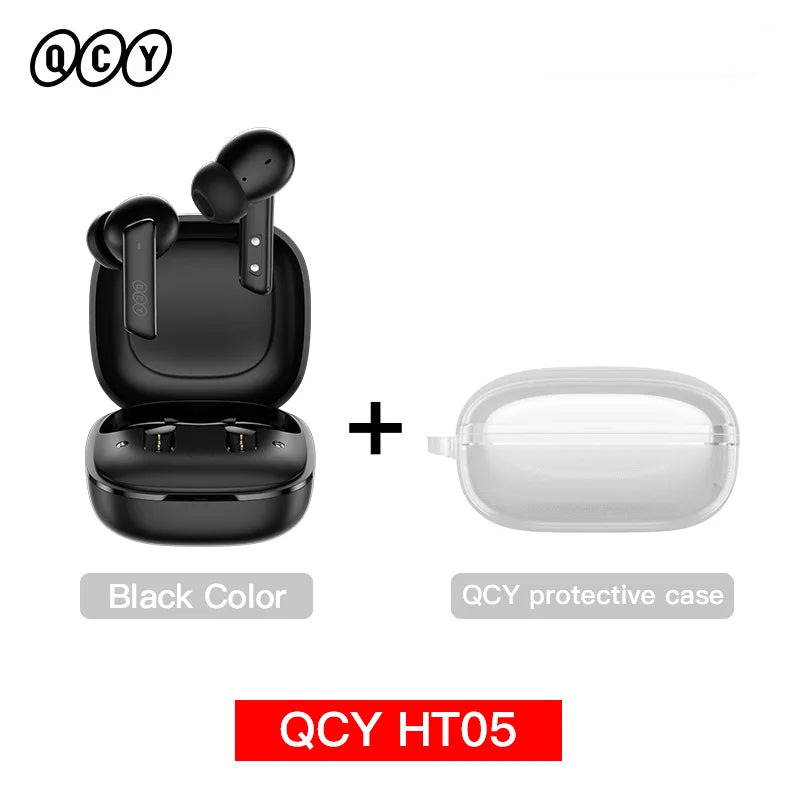 QCY HT05 ANC Wireless Earphones 40dB Active Noise Cancelling Bluetooth 5.2 Headphones 6 Mic ENC HD Call Headset TWS Earbuds