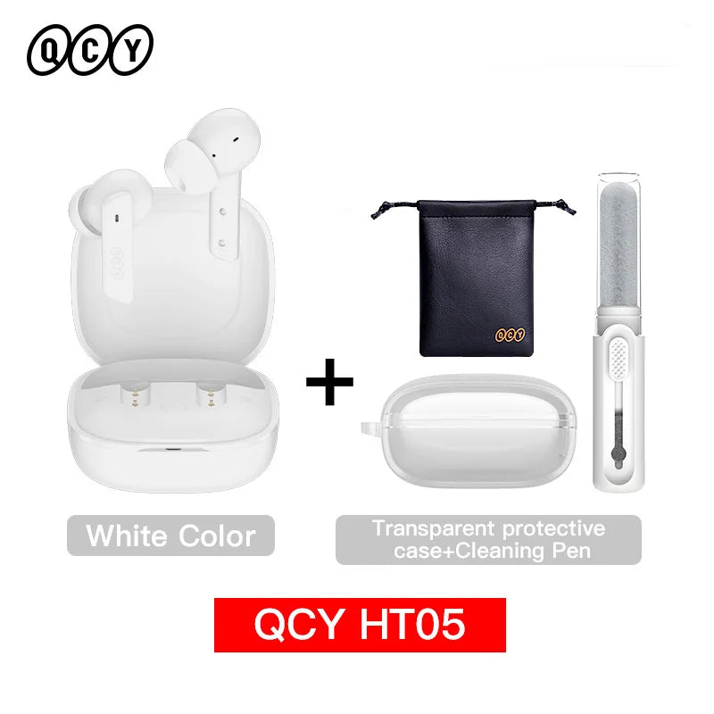 QCY HT05 ANC Wireless Earphones 40dB Active Noise Cancelling Bluetooth 5.2 Headphones 6 Mic ENC HD Call Headset TWS Earbuds