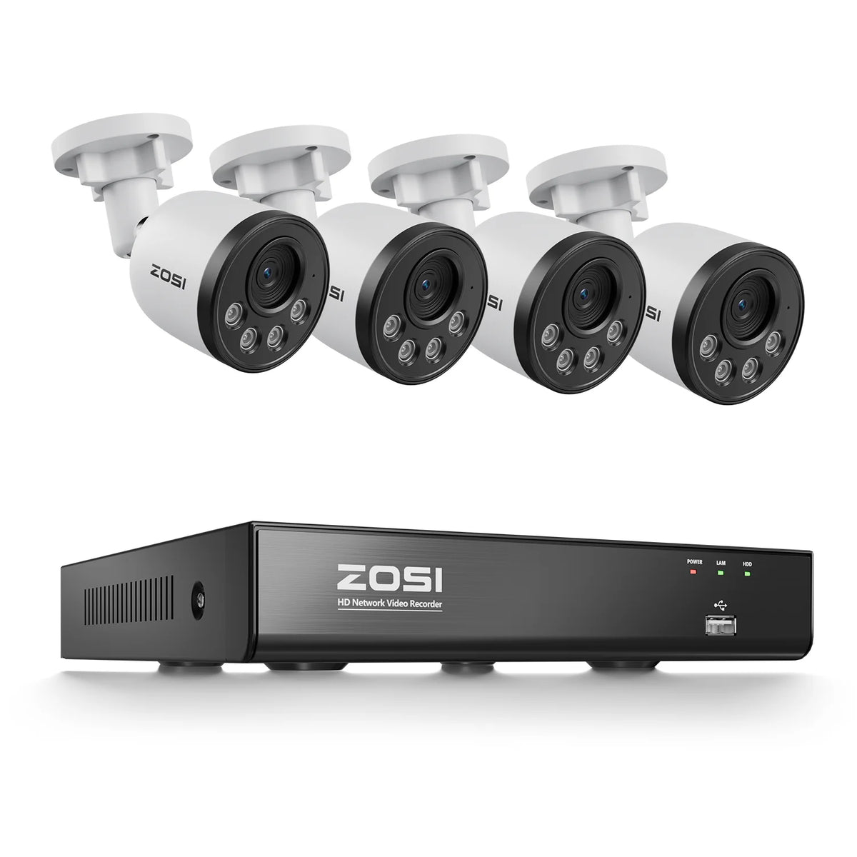 ZOSI 4K PoE NVR Security Camera System 8MP Weatherproof Wired PoE Cameras H.265+ 4K/8MP 8CH CCTV NVR for Home 24/7 Surveillance