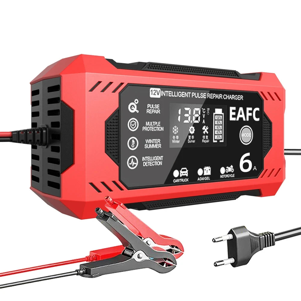 12-24V 6/8A Full Automatic Battery Charger Digital LCD Display Car Battery Chargers Power Puls Repair Chargers Wet Dry Lead Acid