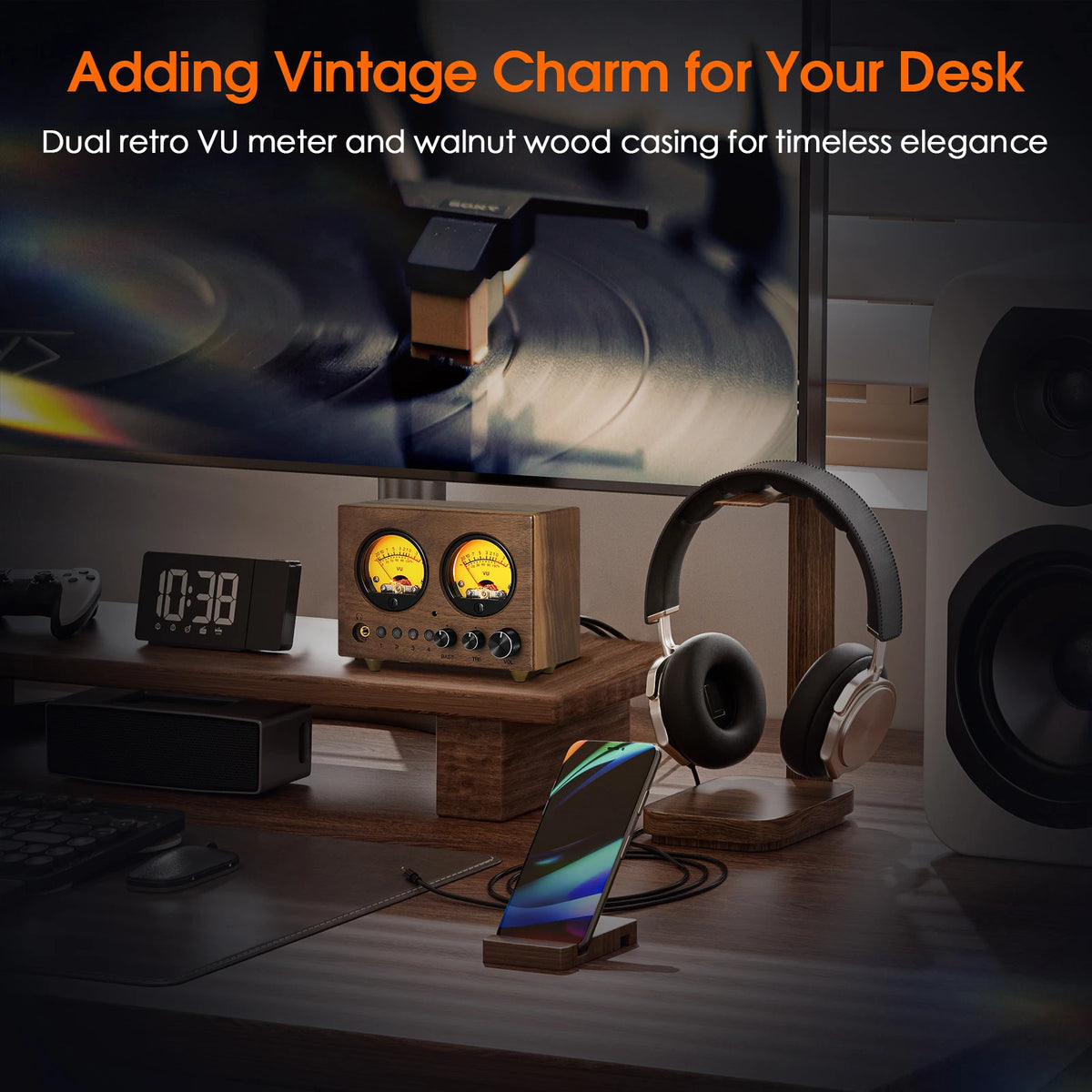 Nobsound VU1-W 4-IN-1-OUT Audio Selector 4-way Stere Switcher Home Preamp VU Meter with Remote Control