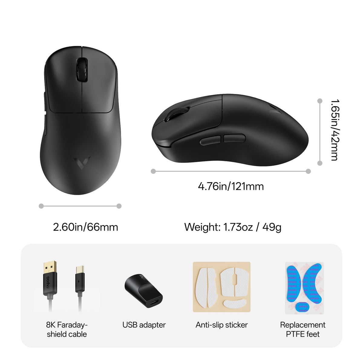 Rapoo VT3S MAX / VT3S Wireless Gaming Mouse 30K/26K DPI True 8K Wireless Polling Rate 49g Lightweight Up to 750 Hour Battery 8 Programmable Buttons On-Board Memory Esports Laptop Gaming Mice Compatible with Windows Mac