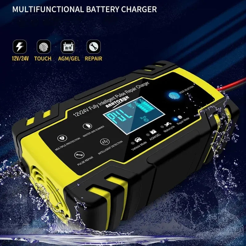12-24V 6/8A Full Automatic Battery Charger Digital LCD Display Car Battery Chargers Power Puls Repair Chargers Wet Dry Lead Acid
