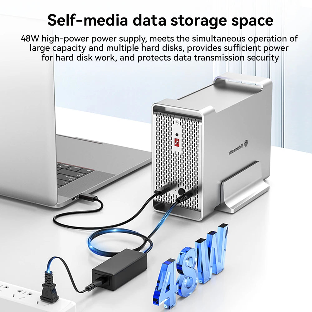 Yottamaster 2 Bay RAID Hard Drive Enclosure 2.5" 3.5" SATA SSD/HDD 4 Raid External Hard Disk Case USB3.1 Type C 5/10Gbps HDD Box