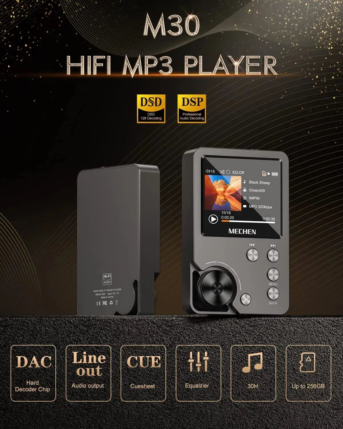 MECHEN High Quality Lossless MP3 Player Support Up to 256GB ( M30 HIFI )
