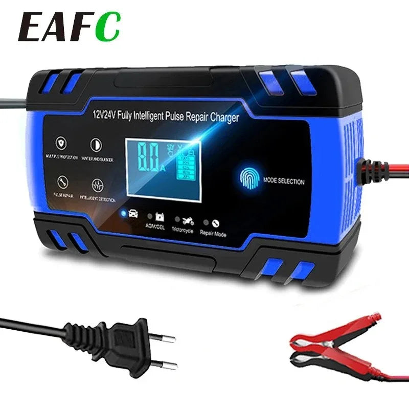 12-24V 6/8A Full Automatic Battery Charger Digital LCD Display Car Battery Chargers Power Puls Repair Chargers Wet Dry Lead Acid