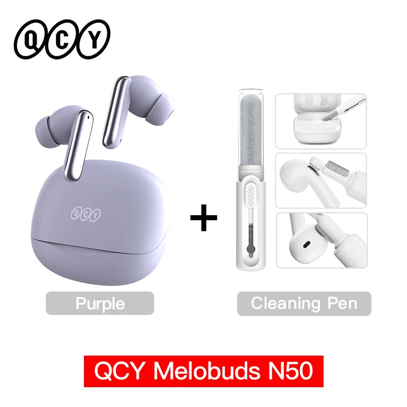 QCY Melobuds N50 ANC Wireless Earphone 6 Mics AI Call Noise Cancellation Bluetooth 5.4 Earbuds Dual Connection Headphone