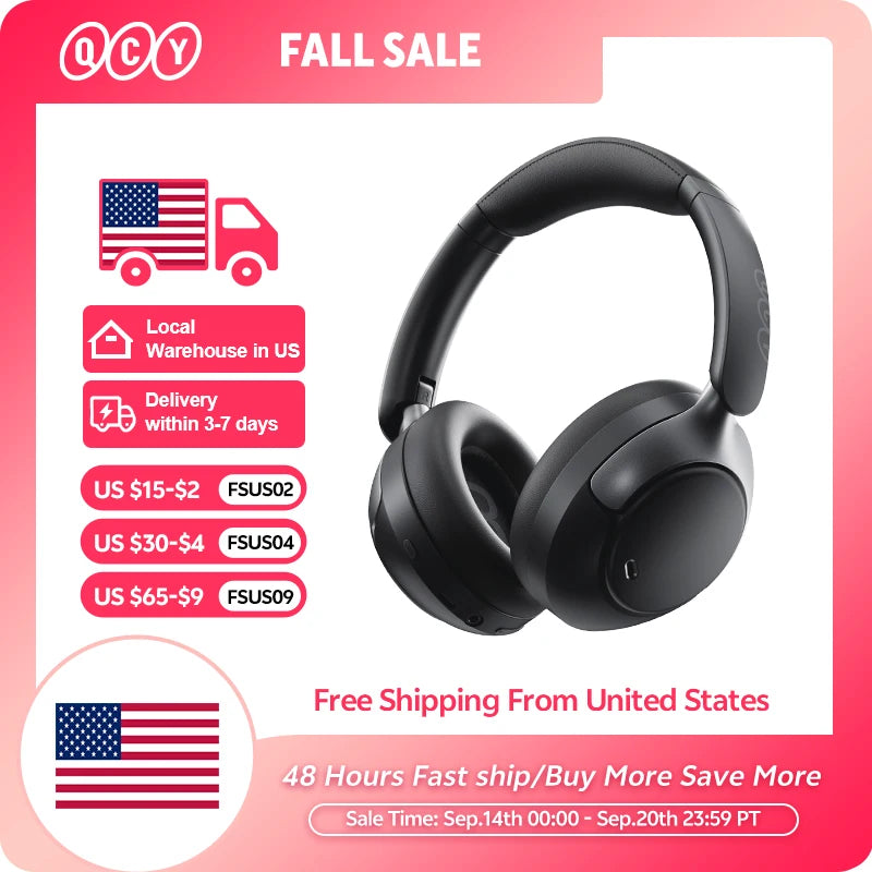 QCY H3 Pro ANC Wireless Headphone 50dB Noise Canceling Hi-Res Spatial Audio Earphone with LDAC Bluetooth 5.4 Over Ear Headset