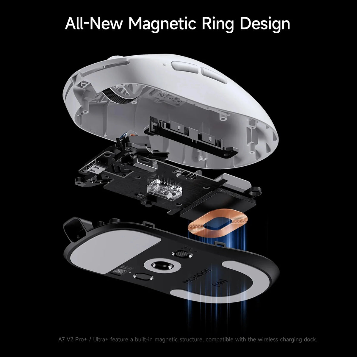 MCHOSE A7 V2 Lightweight Wireless Gaming Mouse Dual8000Hz Polling Rate PAW3950TI Imported Super Glide Glass Coating Office Mouse