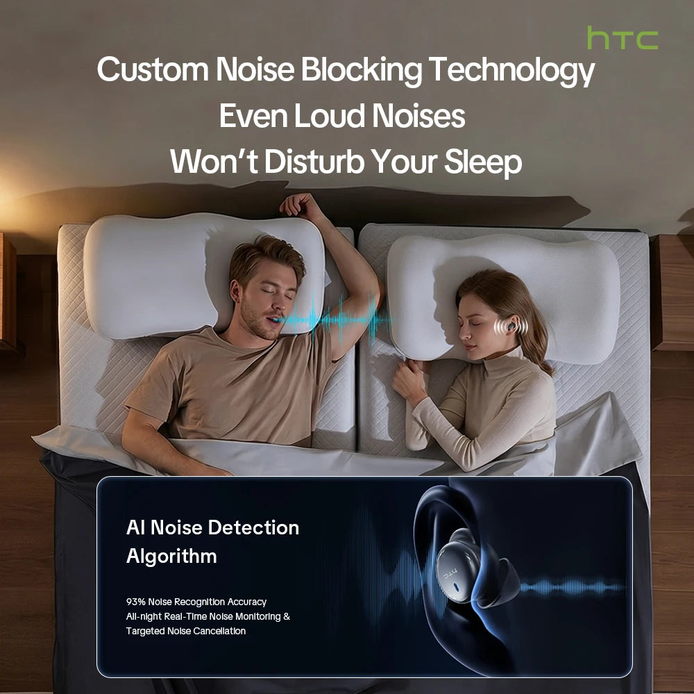 HTC NE92 Wireless Bluetooth 6.0 Sleep Earbuds In Ear Headphones Mini Invisible Earbuds 30H Playtime Comfortable Secure Fit Side Sleep Earphones HiFi Stereo Sound Noise Isolation for Sleeping Travel Office Relaxation Compatibl
