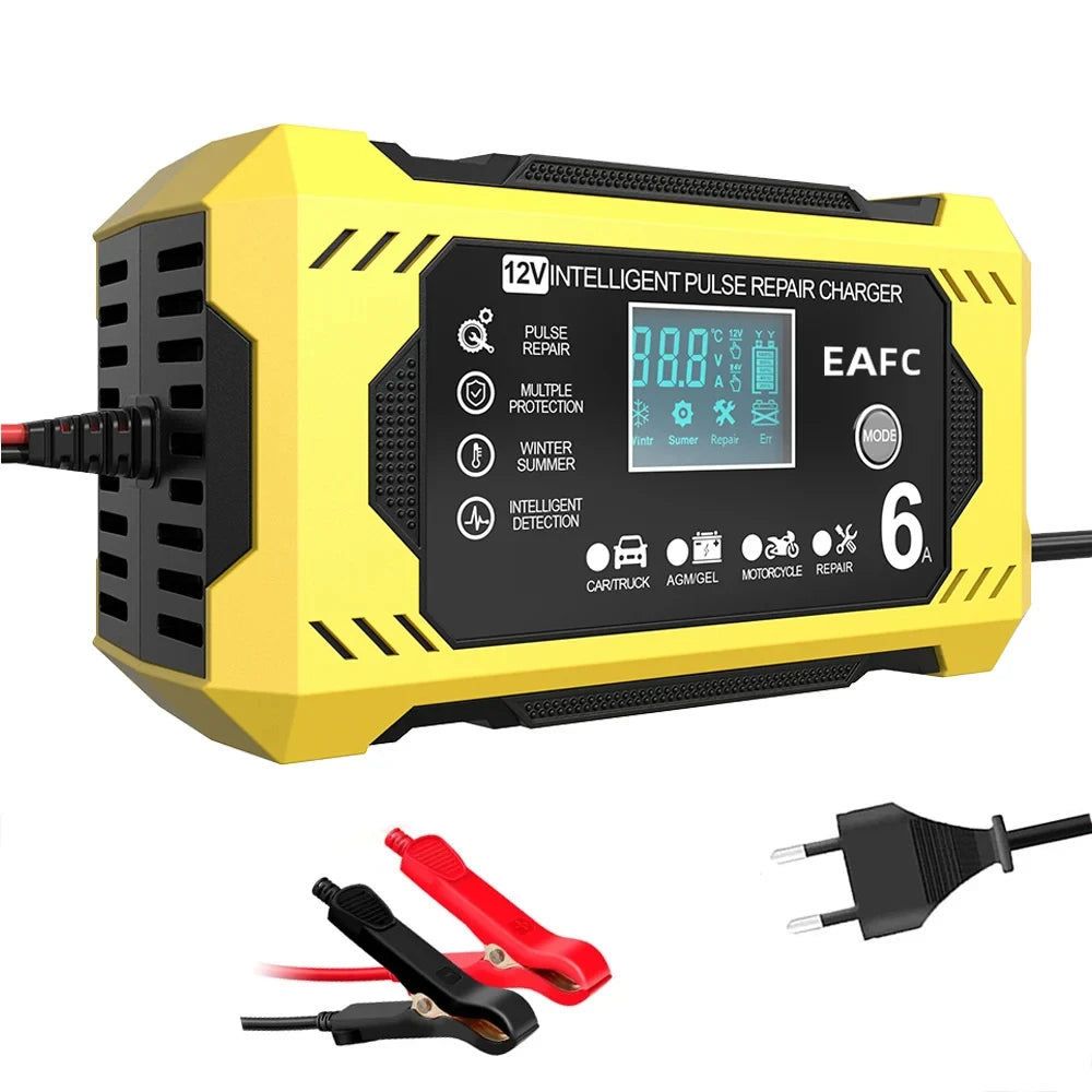 12-24V 6/8A Full Automatic Battery Charger Digital LCD Display Car Battery Chargers Power Puls Repair Chargers Wet Dry Lead Acid