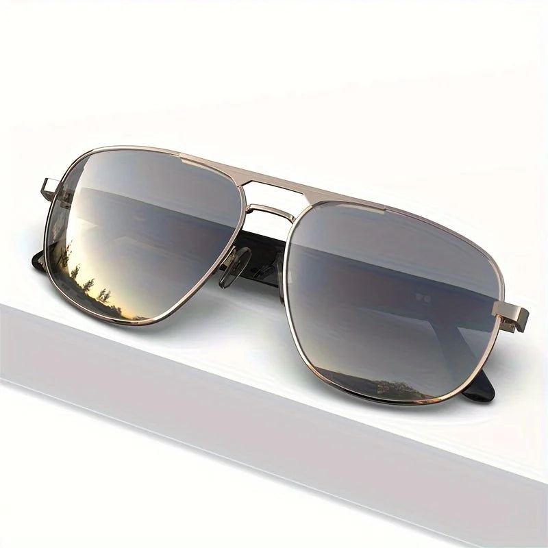 Smart Bluetooth Audio Sunglasses for Men Women, Metal Frame Polarized Lens Wireless Glasses, Built‑in Speaker & Mic, Hands‑Free Music Call Sunglasses for Outdoor Sports Cycling Driving Travel