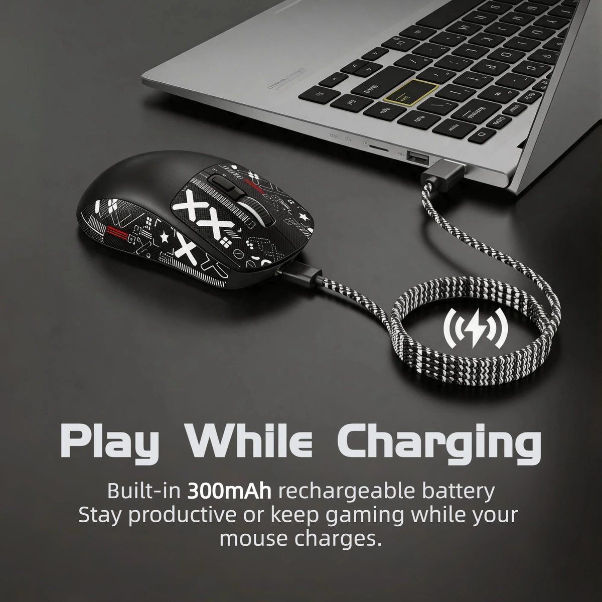 Wireless Mouse Bluetooth 5.4 2.4G Type-C Tri-Mode Rechargeable Gaming Mouse 8000 DPI 1000Hz Lightweight 58g RGB Mouse for PC Laptop Phone Tablet