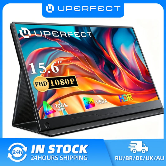 UPERFECT Portable Monitor 15.6'' 1080P FHD USB C HDMI Computer Display HDR Eye Care External Screen W/Smart Cover for Mac Phone