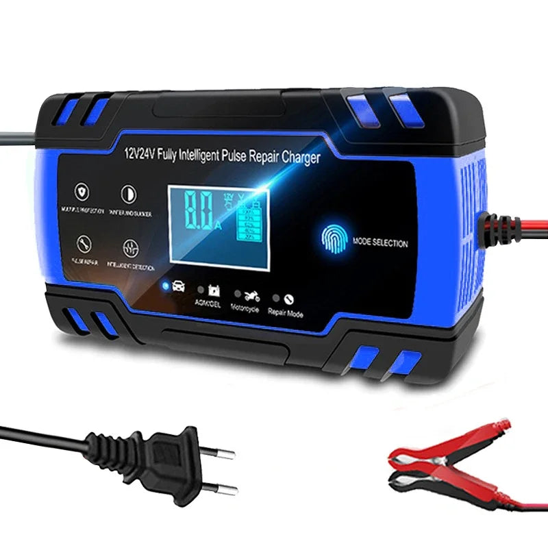 12-24V 6/8A Full Automatic Battery Charger Digital LCD Display Car Battery Chargers Power Puls Repair Chargers Wet Dry Lead Acid