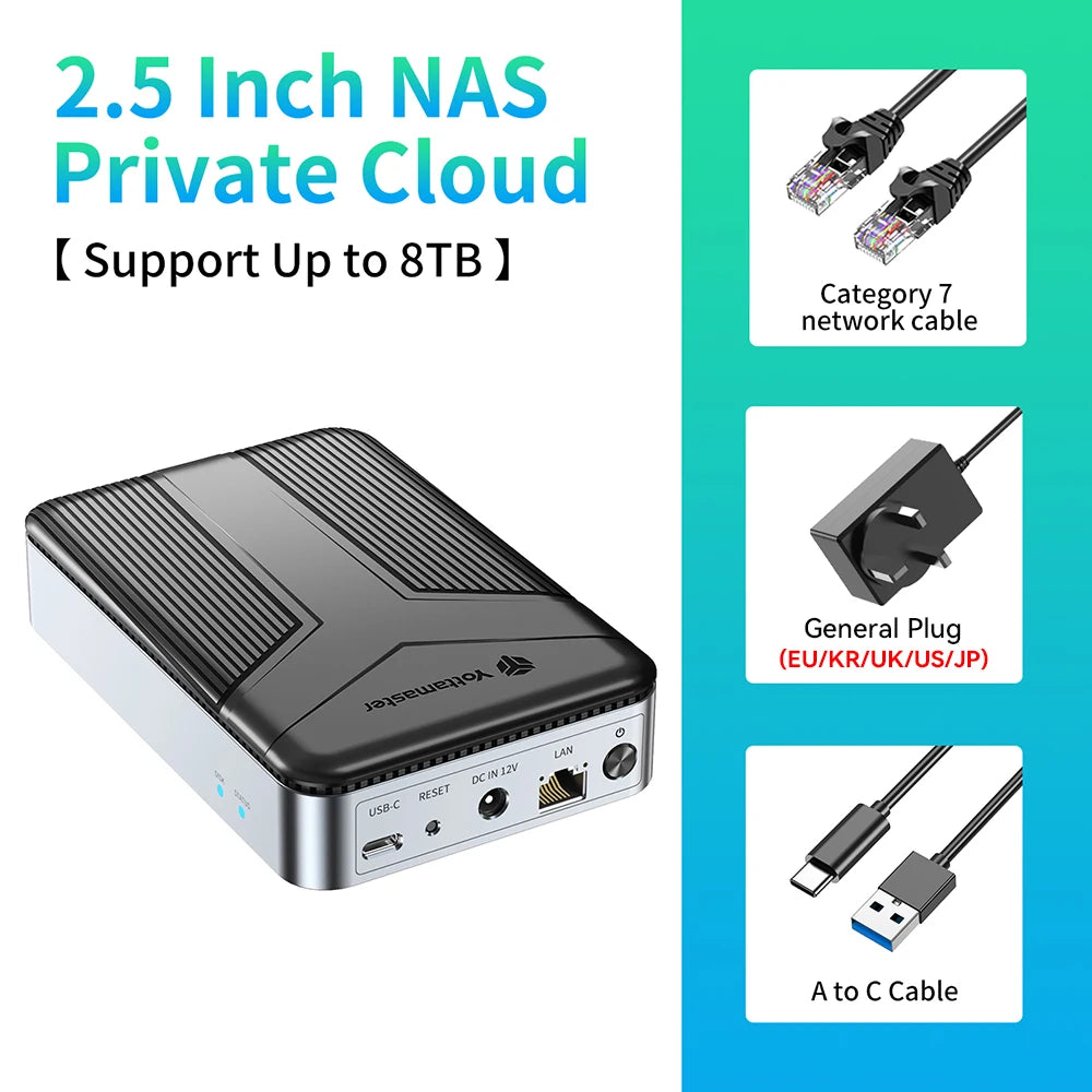 Yottamaster Hard Drive Network Storage 2.5”3.5'' SATA SSD Enclosure External Case Auto Backup Server Cloud【Overseas Shipping!】
