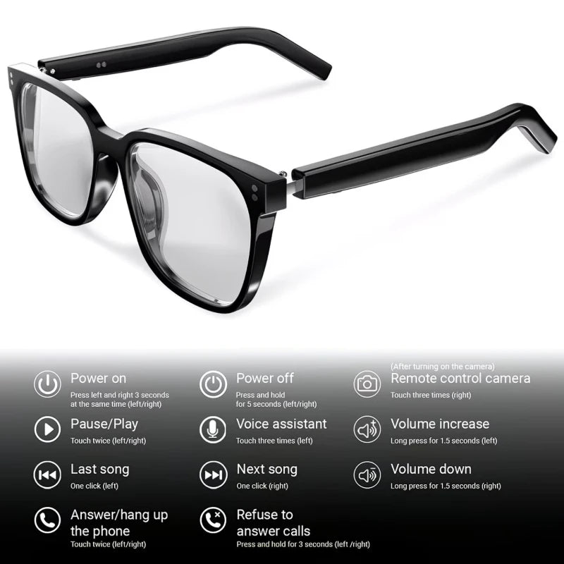 Wireless AI Smart Translation Glasses, 100+ Languages App‑Controlled Translation, Transparent Blue‑Light‑Blocking Lenses with Magnetic Clip‑On Structure, Integrated Speakers for 360‑Degree Stereo Audio