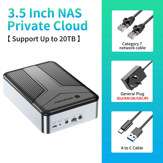 Yottamaster Hard Drive Network Storage 2.5”3.5'' SATA SSD Enclosure External Case Auto Backup Server Cloud【Overseas Shipping!】