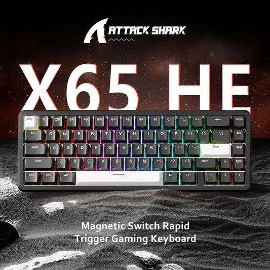 ATTACK SHARK X65 HE Hall Effect Keyboard, 8Khz Polling 0.01mm Adjustable Trigger 0.125ms Latency, Hot-Swappable RGB Backlit
