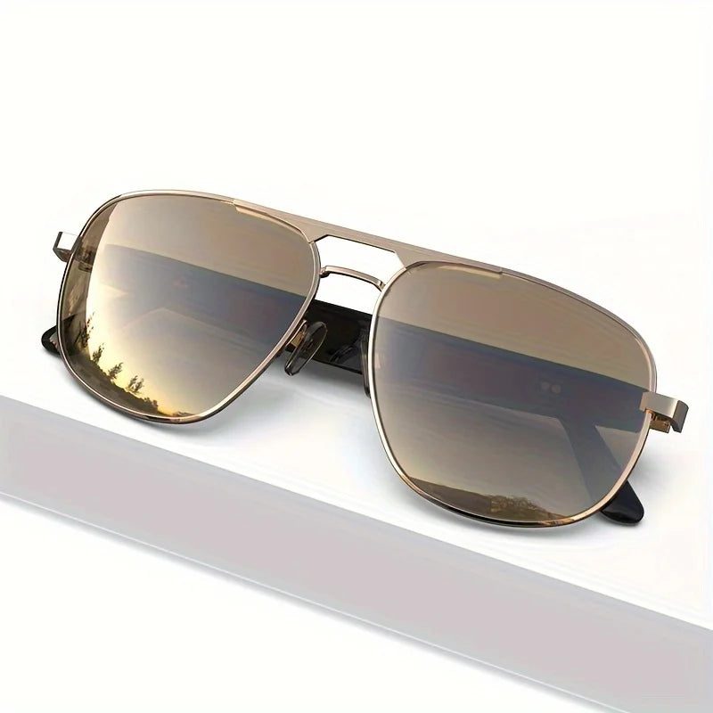 Smart Bluetooth Audio Sunglasses for Men Women, Metal Frame Polarized Lens Wireless Glasses, Built‑in Speaker & Mic, Hands‑Free Music Call Sunglasses for Outdoor Sports Cycling Driving Travel