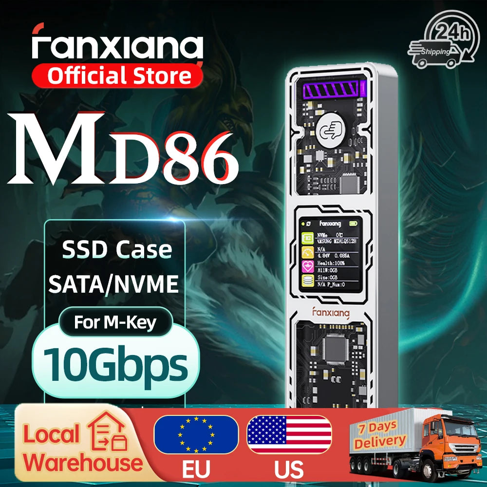 [EU/US Shipping]Fanxiang MD86/MD87 M.2 SSD Enclosure 10Gbps NVMe/NGFF-SATA USB 3.2 Gen2 Type C SSD Case For 2280/2230 Disk Box